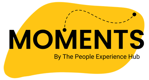 A logo that says the words Moments by The People Experience Hub